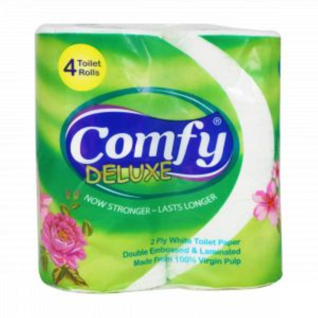 COMFY DELUXE TOILET TISSUE WHITE 4'S
